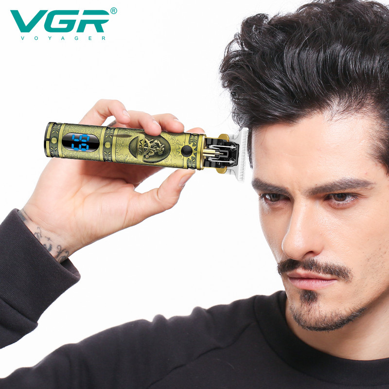 VGR T9 hajvágó újratölthető hajvágó gép akkus hajvágó elektromos fodrász T-penge 0mm vágópenge V-228