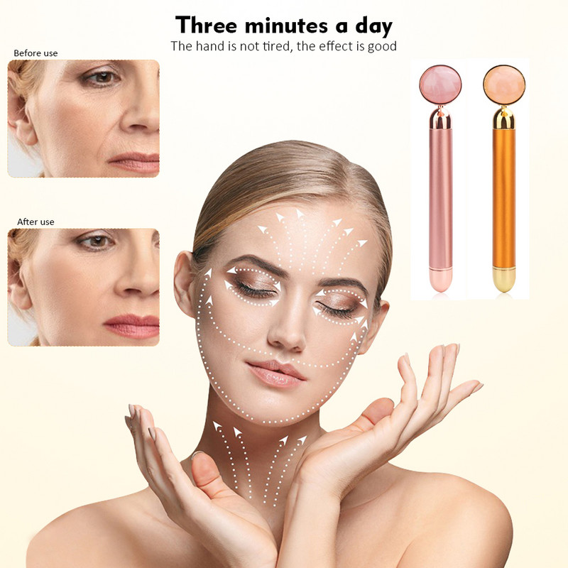 Arcmasszázs görgős Bőremelő Feszesítő Szépségápolás Beauty Bar Elektromos Arcápolás Ránctalanító Rózsa Jade Masszázs Eszközök