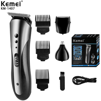 Mașină profesională de tuns Kemei Clipper pentru bărbați, reîncărcabilă, rezistentă la apă, mașină de tuns, costum de coafură
