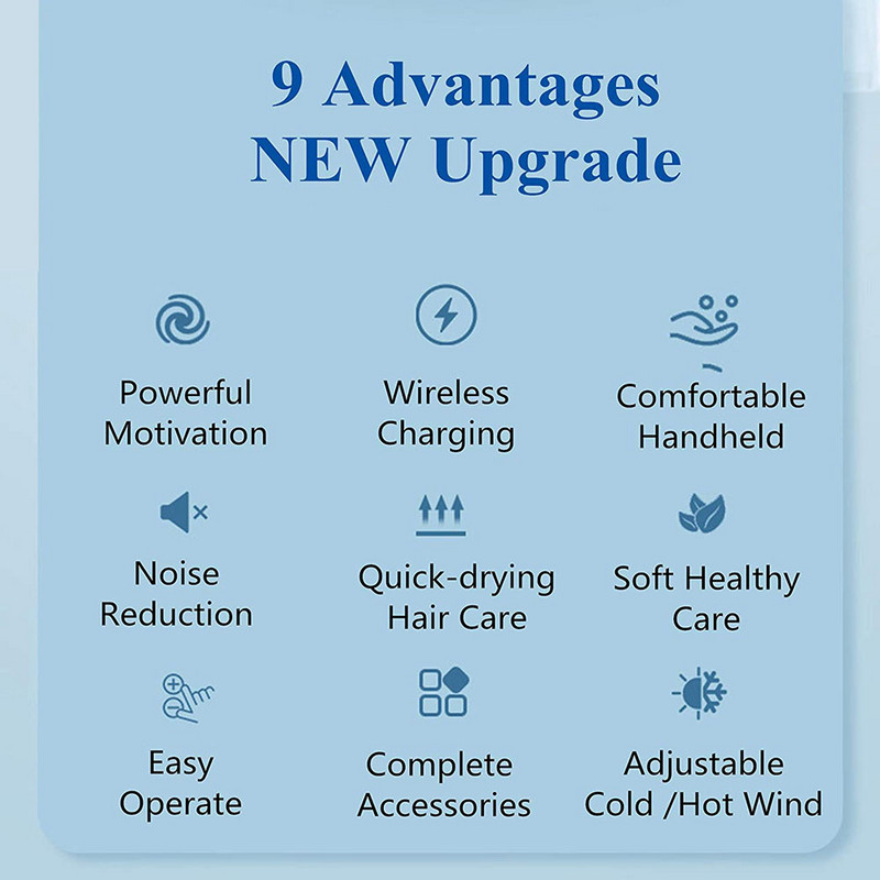 Belaidis plaukų džiovintuvas Įkraunamas nešiojamas kelioninis plaukų džiovintuvas Belaidis pūtiklis salono formavimo įrankis 5000 mAh 300 W karštas ir vėsus oras
