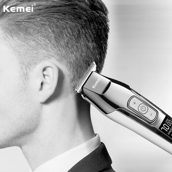 Kemei Professional Hair Clipper Beard Trimmer for Men Ρυθμιζόμενη ταχύτητα LED Digital Carving Clippers Electric Razor KM-5027