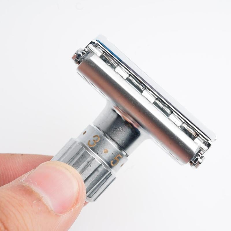 Állítható biztonsági borotva, kétélű klasszikus férfi borotválkozás enyhétől agresszívig, 1-9 reszelős szőrtelenítő borotva 5 pengével