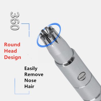 Нов преносим тример за косми в носа Ръчен стоманен тример за премахване на косми от носа за мъже Бръснене на носа Самобръсначка за уши Въртяща се коса K7n9