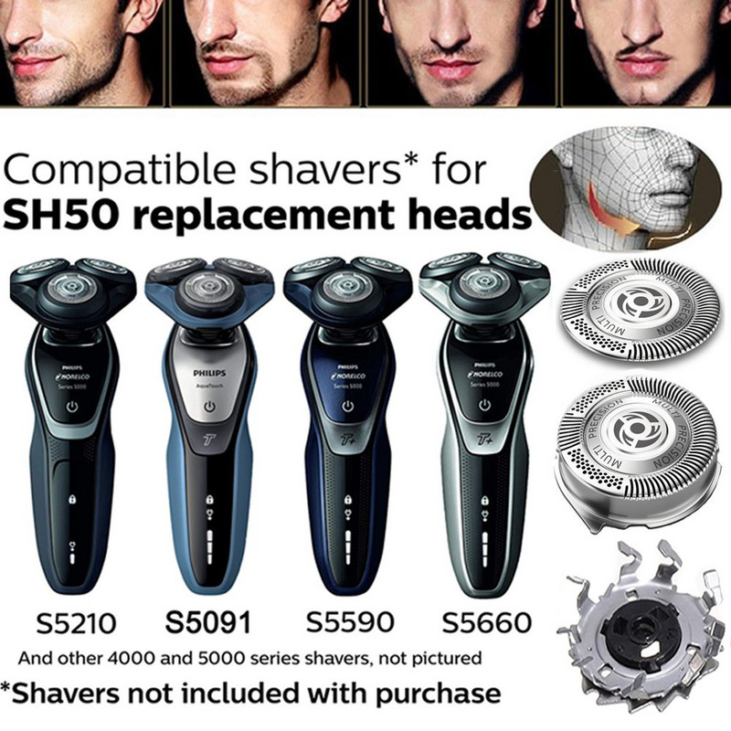 3 db csereborotvafej borotvavágó váltópengefej, mosható pengefej Philips Norelco SH 50/51/52 HQ8-hoz