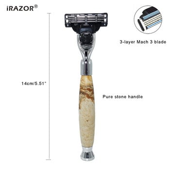 Εγχειρίδιο iRAZOR New Pure Stone Ανδρικό Ξυράφι 3 Mach Safety Barber Beard Ξυριστική μηχανή Επαγγελματικό καθημερινό εργαλείο περιποίησης