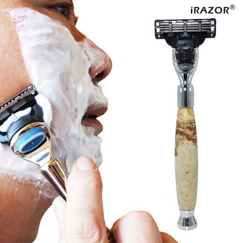 Εγχειρίδιο iRAZOR New Pure Stone Ανδρικό Ξυράφι 3 Mach Safety Barber Beard Ξυριστική μηχανή Επαγγελματικό καθημερινό εργαλείο περιποίησης