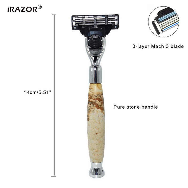 iRAZOR New Pure Stone Manual, Férfi Mach 3 Safety Borotva Borotva Szakállborotva Professzionális napi ápolási eszköz