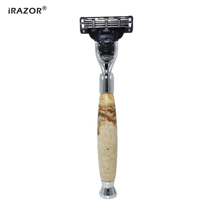 iRAZOR New Pure Stone Manual, Férfi Mach 3 Safety Borotva Borotva Szakállborotva Professzionális napi ápolási eszköz