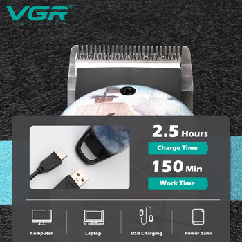 VGR Тример за коса Електрическа машинка за подстригване Регулируема машина за подстригване Безжични акумулаторни професионални машинки за подстригване за мъже V-690