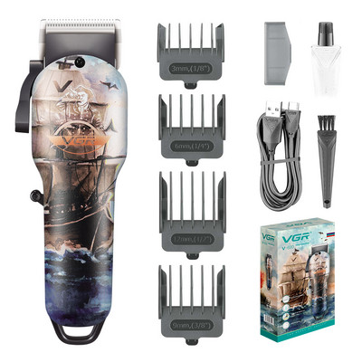 VGR matu griezējs, elektrisks matu griezējs, regulējams matu griešanas mašīna bezvada uzlādējamas profesionālas grieznes vīriešiem V-690