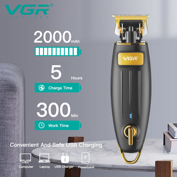 VGR Hair Trimmer Professional Hair Clipper Rechargeable Baber Trimmer Cordless Electric T-Blade 0mm Machine Cutting Machine V-192