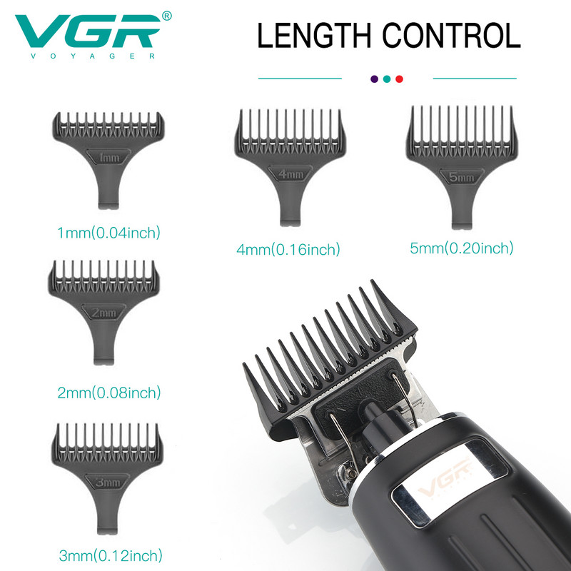 VGR Hair Trimmer Professional Hair Clipper Rechargeable Baber Trimmer Cordless Electric T-Blade 0mm Machine Cutting Machine V-192