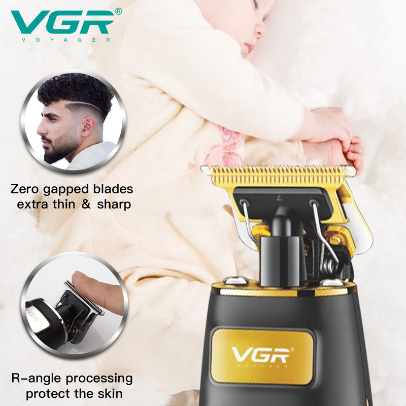 VGR Hair Trimmer Professional Hair Clipper Rechargeable Baber Trimmer Cordless Electric T-Blade 0mm Machine Cutting Machine V-192