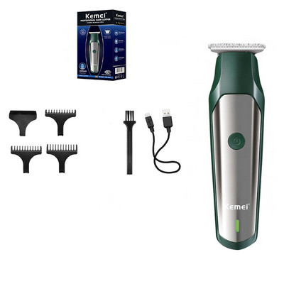 Mașină de tuns profesională Kemei Mașină de tuns cu fir electrică fără fir 0mm Mașină de tuns cu precizie Chel Mașină de tuns barbă reîncărcabilă