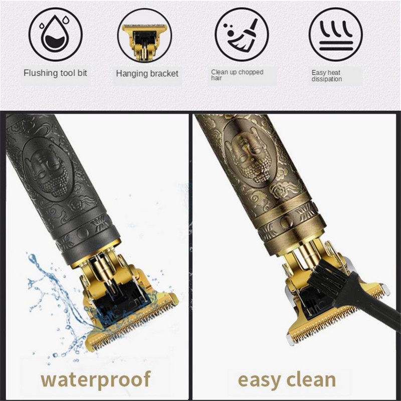 Elektrinė plaukų kirpimo mašina Vintage T9 plaukų kirpimo mašinėlė įkraunama skutimosi kirpimo mašinėlė vyrų kirpėjui Profesionali barzdos kirpimo mašinėlė