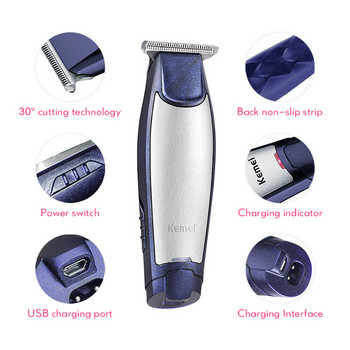 Kemei Electric Hair Clipper Professional Trimmer for Men Barber Razor Beard 600mAh Μπαταρία ιόντων λιθίου κούρεμα μαλλιών 43K