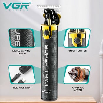 VGR Hair Trimmer Professional Hair Clipper Mini Hair cutting Machine Επαναφορτιζόμενη ασύρματη ηλεκτρική μηδενική μηχανή κοπής V-082