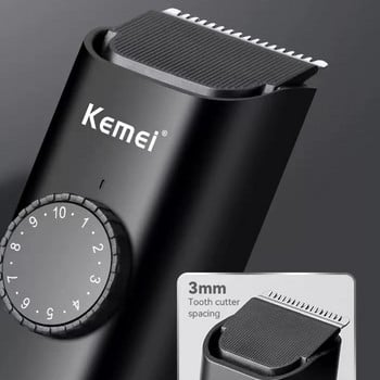 Kemei Quiet Hair Trimmer Cordless Electric Clipper Ανδρική Επαναφορτιζόμενη μηχανή κοπής 10 ρυθμίσεων μήκους με καντράν ακριβείας