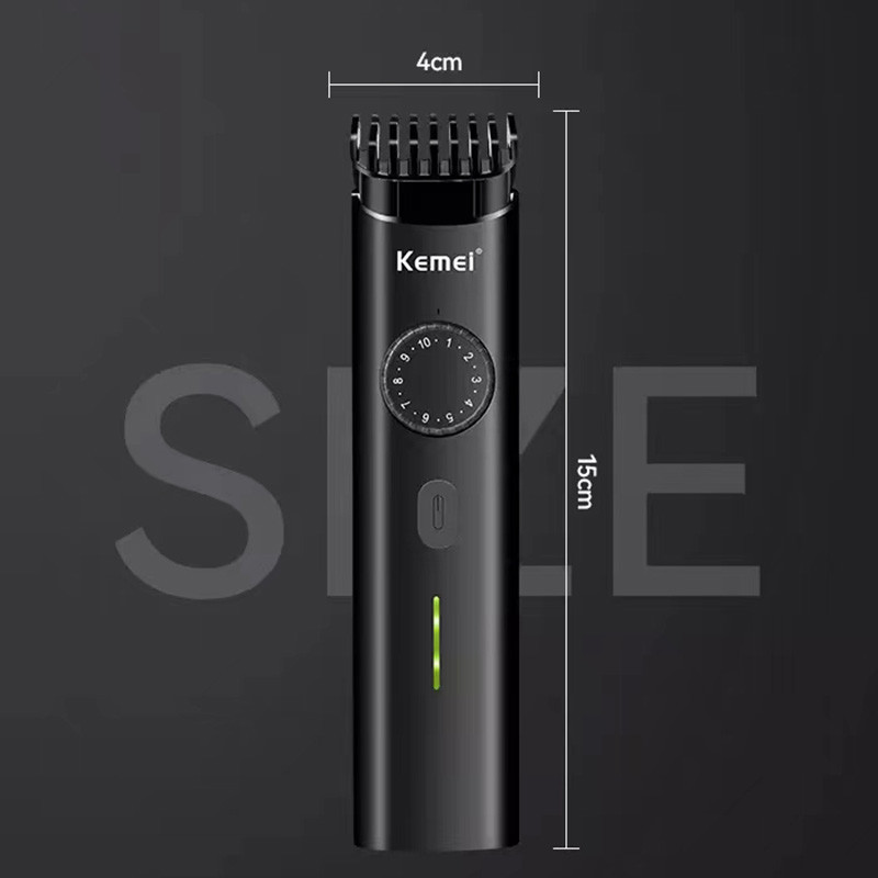 Kemei csendes hajvágó vezeték nélküli elektromos hajvágó férfi újratölthető hajvágó gép 10 hosszbeállítás precíziós tárcsával