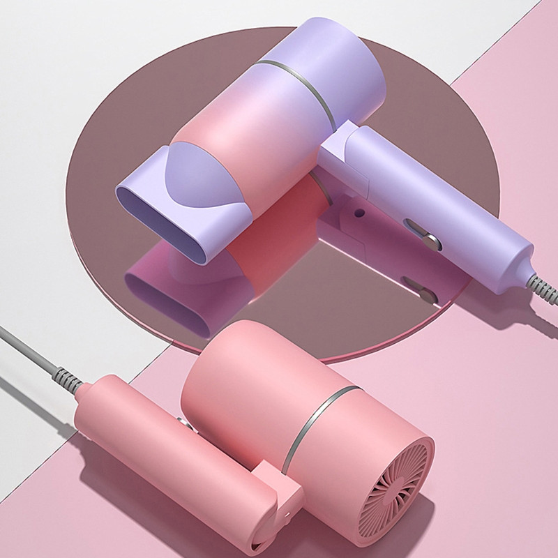 Uscător de păr mic de călătorie Uscător de păr compact cu uscare rapidă Suflantă de păr ionică negativă acasă cu mâner pliabil pentru îngrijirea părului