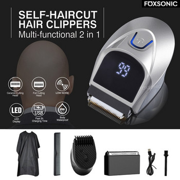 FOXSONIC Self-Hircut Hair Clippers Ανδρική κουρευτική κεφαλή Επαναφορτιζόμενη συντόμευση περιποίησης Κιτ κούρεμα Ασύρματη ηλεκτρική κουρευτική μηχανή