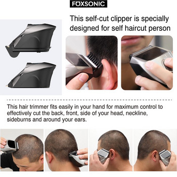 FOXSONIC Самоподстригваща се машинка за подстригване Мъжка машинка за подстригване на главата Акумулаторна бърз достъп Комплект за подстригване Безжичен електрически тример за коса