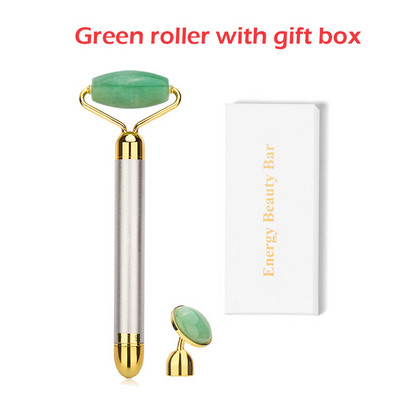 Elektromos vibrációs Jade Roller Természetes Rózsakvarc Kristálykő Arcápoló Jade Masszírozó Derma Roller bőrápoló eszköz Ránctalanítás