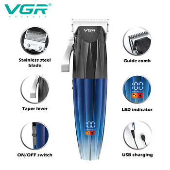 VGR Hair Trimmer Cordless Haircut Machine Electric Haircut Professional Hair Clipper Digital Display Trimmer for Men V-691