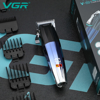 VGR Тример за коса Безжична машина за подстригване Електрическа прическа Професионална машинка за подстригване Тример с цифров дисплей за мъже V-691