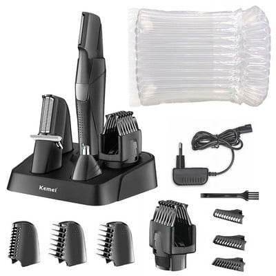 Mașină de tuns barba Kemei originală pentru aparatul de ras electric pentru față și corp Kit de îngrijire pentru bărbați pentru nas, urechi, sprâncene cu pieptene reglabil