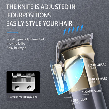 Kemei Алуминиев безжичен електрически тример за коса за мъже Регулируем тример за брада Машинка за подстригване Акумулаторна машина за подстригване
