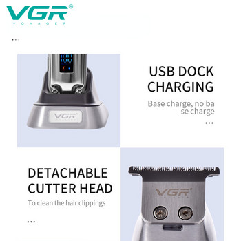 VGR Hair Trimmer Professional Hair Cutting Machine Rechargeable Barber Cordless Hair Clipper Metal Zero Machine Cutting Machine V-908