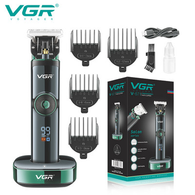 Trimmer VGR Aparat de tuns par reincarcabil Aparat de tuns fara fir Trimmer electric cu display digital pentru tuns pentru barbati V-671