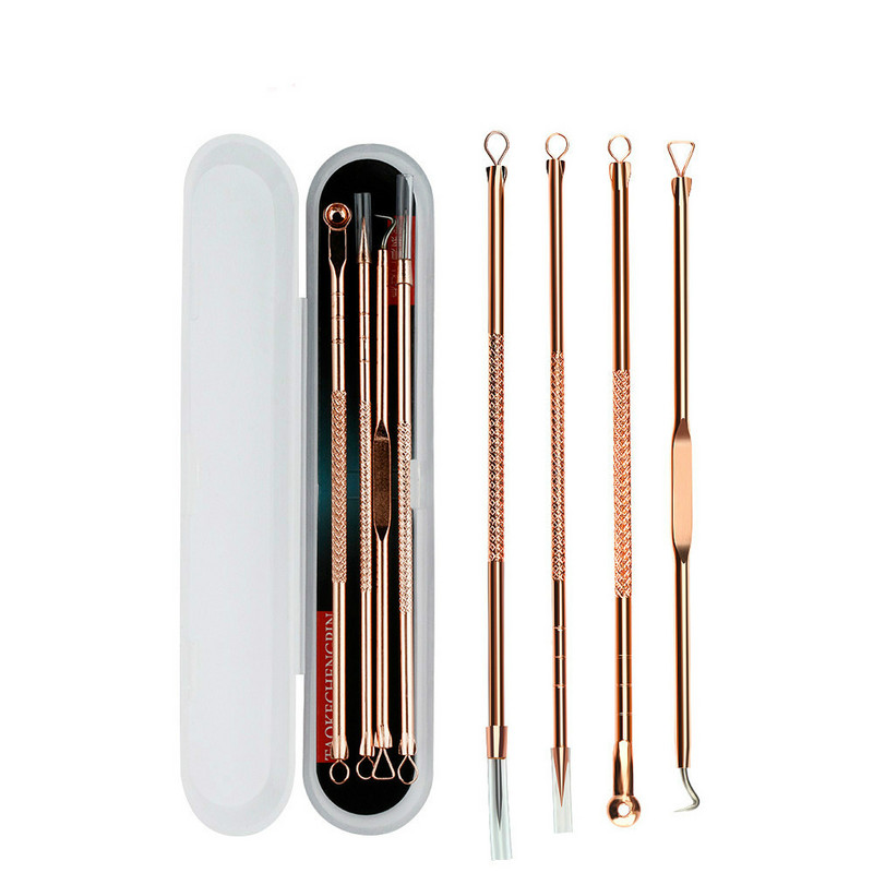Rose Gold 4db/szett mitesszer Comedone akne pattanás hashajtó vákuum mitesszer eltávolító eszköz kanál arcbőr ápoló eszközhöz