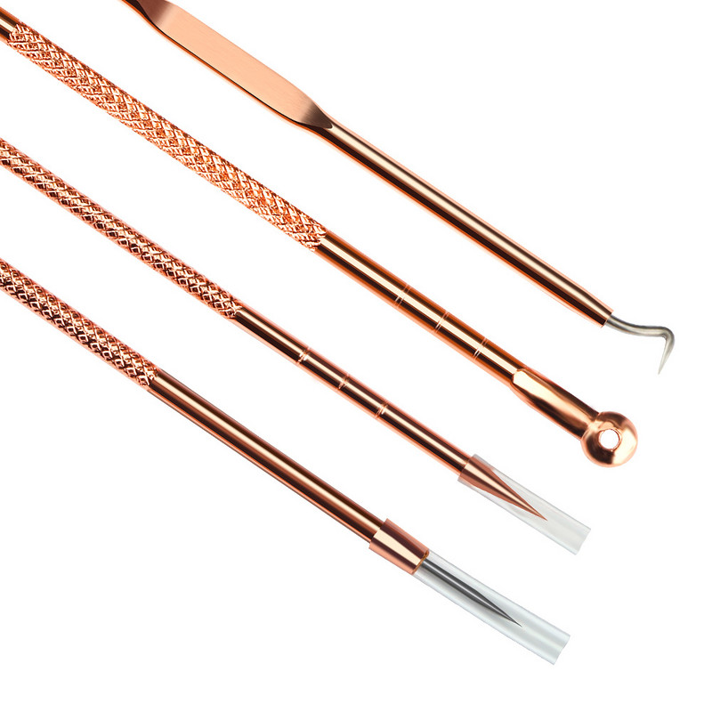 Rose Gold 4db/szett mitesszer Comedone akne pattanás hashajtó vákuum mitesszer eltávolító eszköz kanál arcbőr ápoló eszközhöz