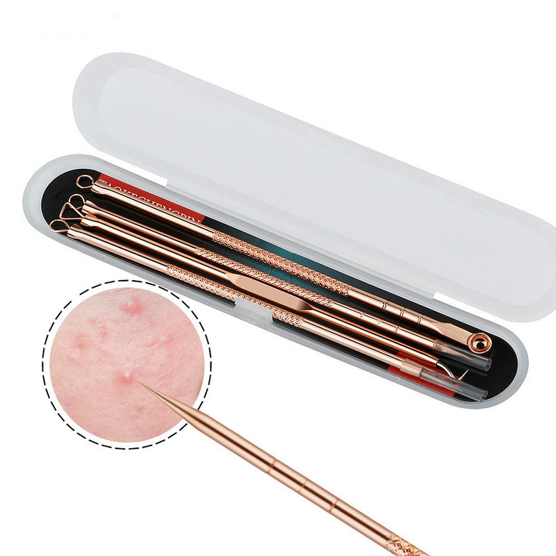 Rose Gold 4db/szett mitesszer Comedone akne pattanás hashajtó vákuum mitesszer eltávolító eszköz kanál arcbőr ápoló eszközhöz
