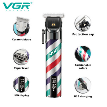 VGR Hair Trimmer T9 Hair Clipper Professional Hair Cutting Machine Επαναφορτιζόμενη ρυθμιζόμενη κουρευτική οθόνη LED για άνδρες V-692
