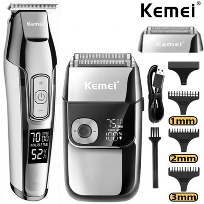 Kemei Professionaalne juukselõikuri habemelõikur meestele Reguleeritava kiirusega LED Digital Carving Clippers hooldav Elektriline pardel