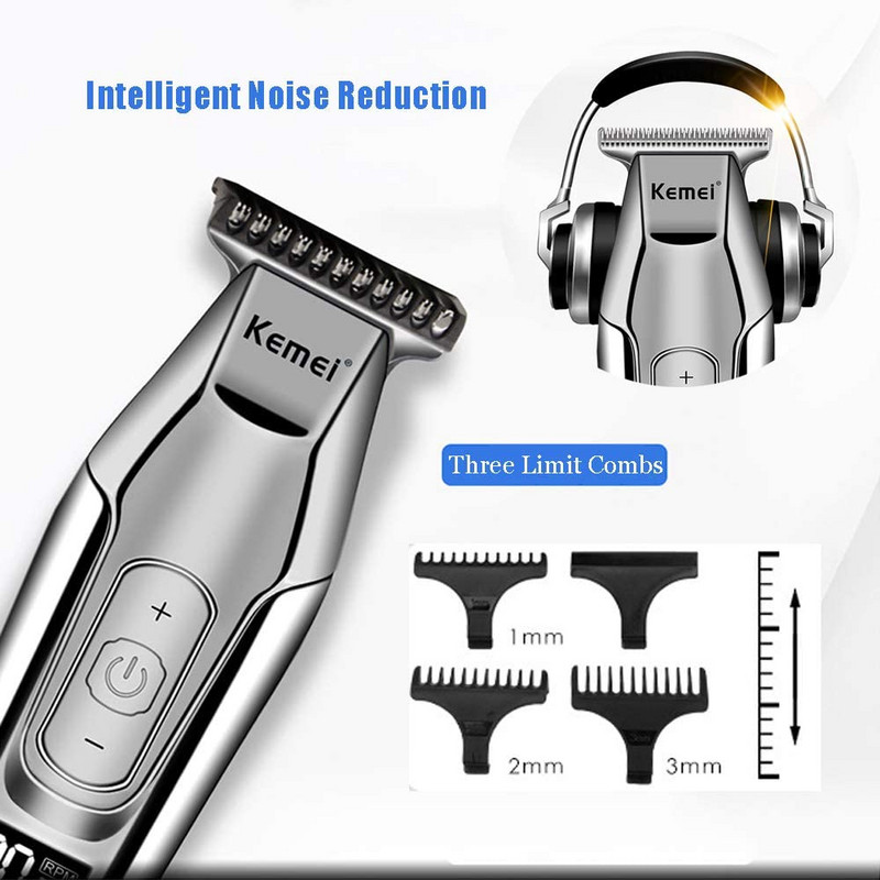 Kemei Professionaalne juukselõikuri habemelõikur meestele Reguleeritava kiirusega LED Digital Carving Clippers hooldav Elektriline pardel