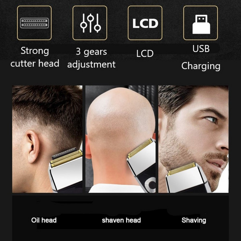 Kemei Professionaalne juukselõikuri habemelõikur meestele Reguleeritava kiirusega LED Digital Carving Clippers hooldav Elektriline pardel