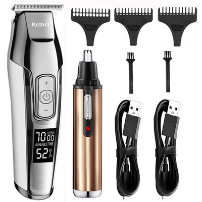 Kemei plaukų kirpimo mašinėlė vyrams Profesionali belaidė įkraunama plaukų kirpimo mašinėlė Kirpykla Strong Power Atsparus vandeniui