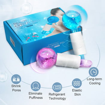 2 τμχ Crystal Ice Hockey Energy μασάζ προσώπου Beauty Eye Massager Globes Roller Water Wave Glasses μπάλα Εργαλεία περιποίησης δέρματος