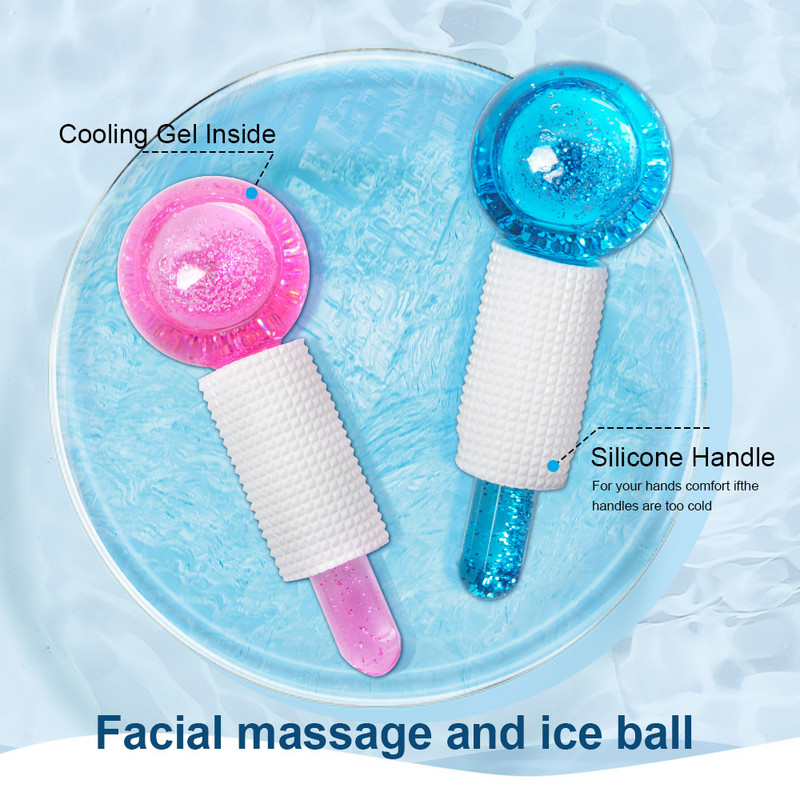 2db Crystal Jégkorong Energia Arcmasszázs Szépség Szemmasszírozó Földgömbök Roller Water Wave Szemüvegek Golyós Bőrápoló Eszközök