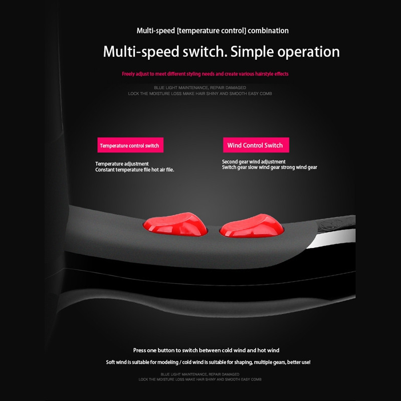 Profesionalus elektrinis plaukų džiovintuvas Salon 3 Speed 2 Heat Hairdressing Blow 2400W Salon Blow Dryer EU Plug