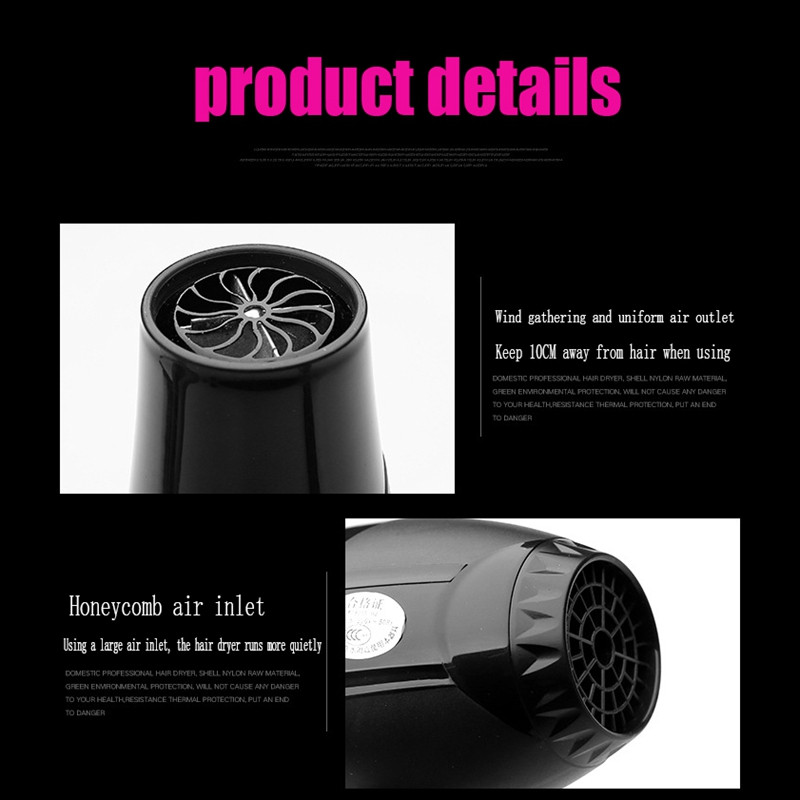 Profesionalus elektrinis plaukų džiovintuvas Salon 3 Speed 2 Heat Hairdressing Blow 2400W Salon Blow Dryer EU Plug