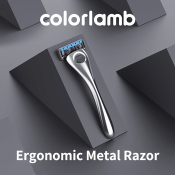 Colorlamb Silver Color Men ξυράφι για ξύρισμα Barber Tool αριστοκρατική χειροκίνητη ξυριστική μηχανή με φυσίγγιο λεπίδων 5 στρώσεων 2 τεμαχίων
