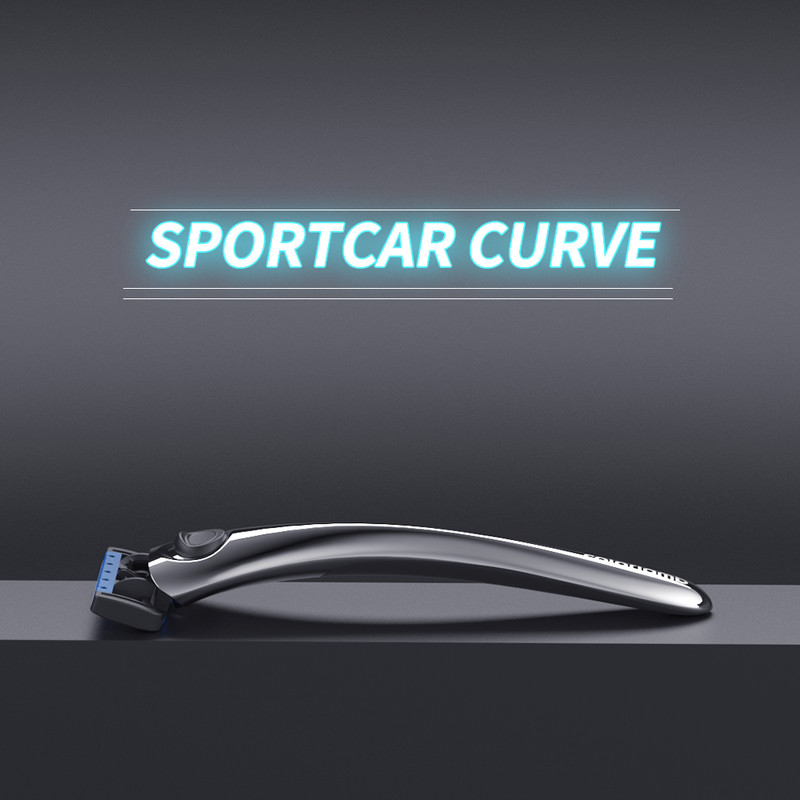 Colorlamb srebrna muška britva za brijanje Alati za brijanje Elegantni ručni aparat za brijanje s 2 KOM uloška s petoslojnim oštricama