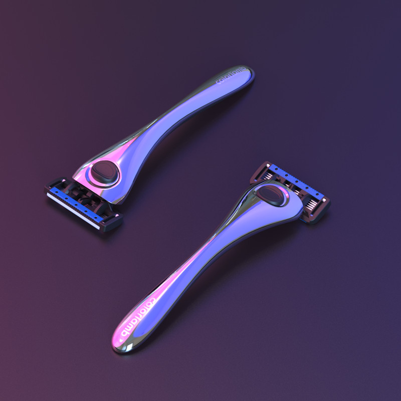 Colorlamb srebrna muška britva za brijanje Alati za brijanje Elegantni ručni aparat za brijanje s 2 KOM uloška s petoslojnim oštricama