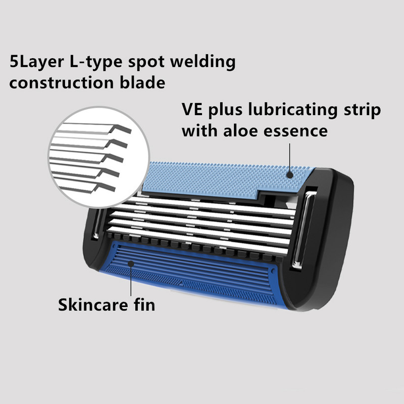 Colorlamb srebrna muška britva za brijanje Alati za brijanje Elegantni ručni aparat za brijanje s 2 KOM uloška s petoslojnim oštricama