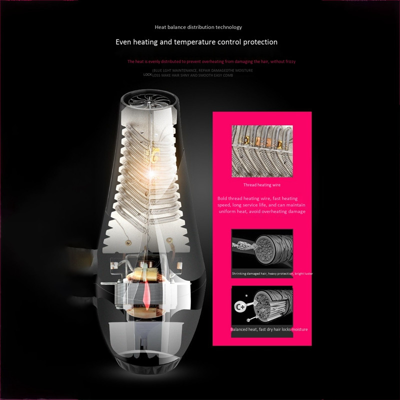 Profesionalus elektrinis plaukų džiovintuvas Salon 3 Speed 2 Heat Kirpyklos Blow 1000W Salon Blow Dryer EU Plug